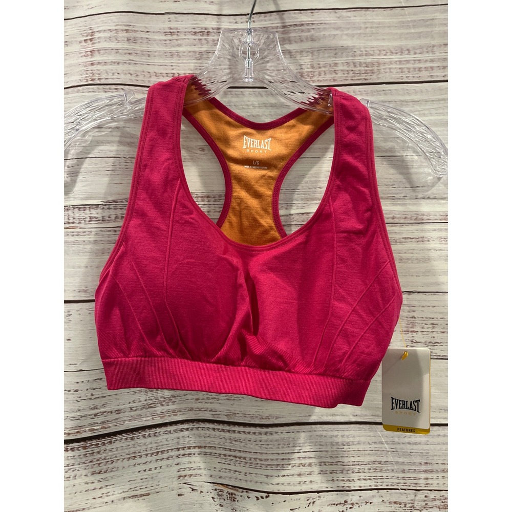Everlast Sport Womens Seamless Racerback Sports Bra Magenta Berry Pink Large NWT